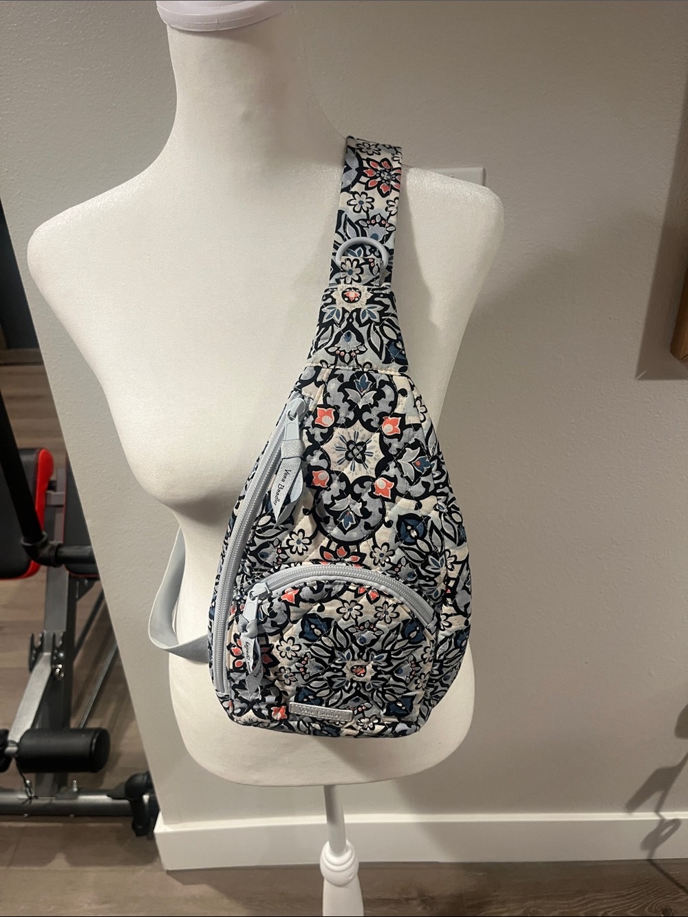 Vera Bradley Navy and Coral Floral Crossbody Sling Bag